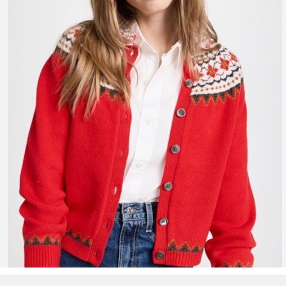 Alex Mill Sweaters - NEW Alex Mill Hilde Fair Isle Cardigan Sweater RED M